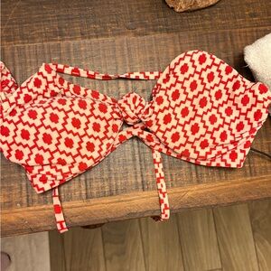 Shade & Shore Red and White Patterned Bikini Top